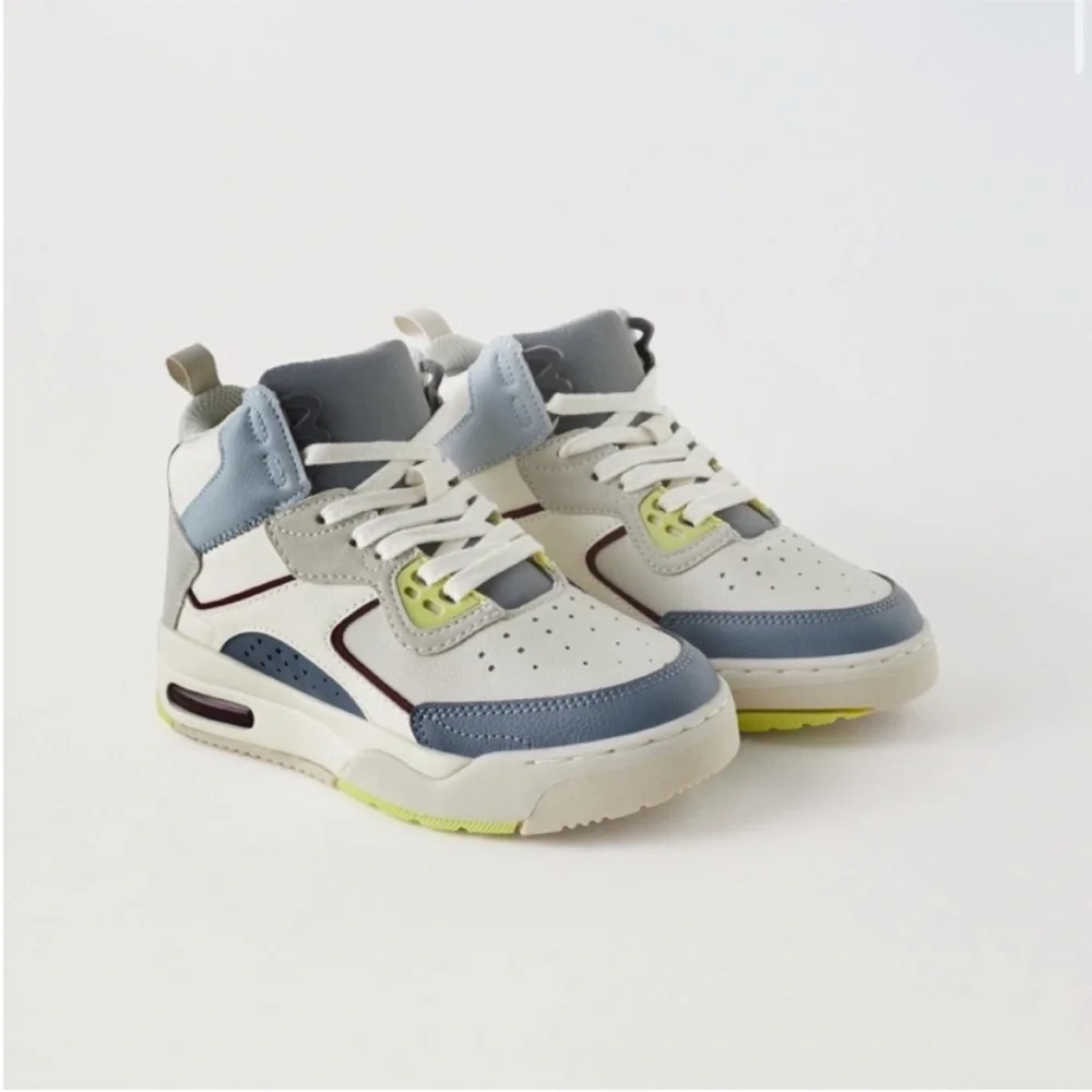 Zara kids, blue, multicolored high tops, sneakers, 3.5 (8.8 inches)